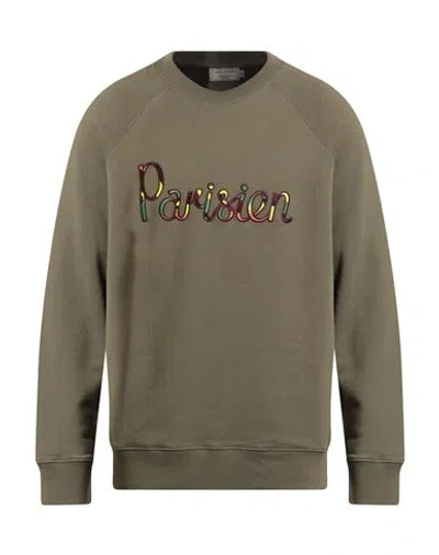 Maison Kitsuné Man Sweatshirt Military Green Size Xs Cotton
