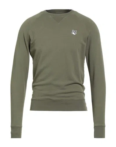Maison Kitsuné Man Sweatshirt Military Green Size Xs Cotton