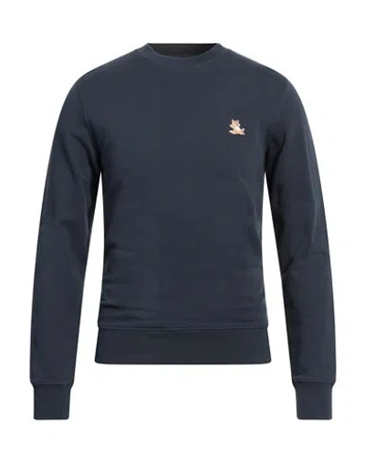 Maison Kitsuné Man Sweatshirt Midnight Blue Size L Cotton In Navy Blue