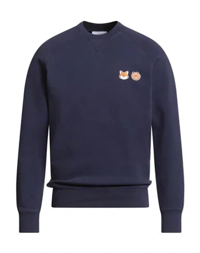 Maison Kitsuné Man Sweatshirt Navy Size M Cotton In Blue