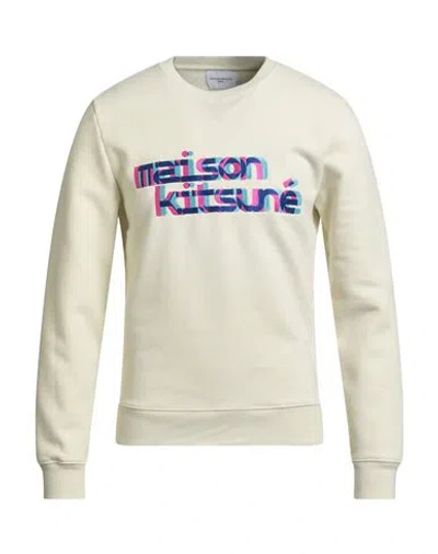 Maison Kitsuné Man Sweatshirt Pastel Yellow Size S Cotton, Polyester In Neutral