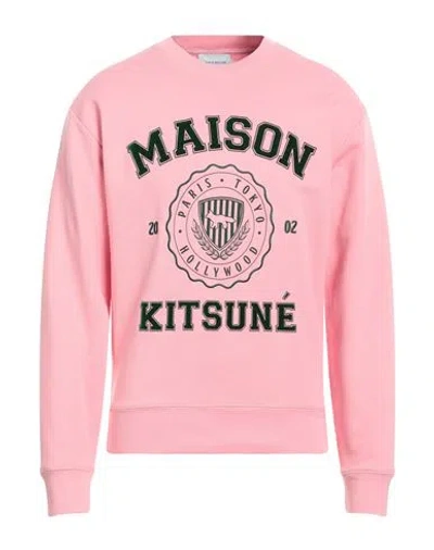 Maison Kitsuné Man Sweatshirt Pink Size L Cotton, Polyester