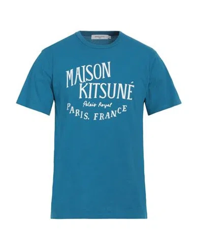 Maison Kitsuné Man T-shirt Azure Size L Cotton In Blue