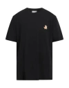 Maison Kitsuné Black T-shirt With Fox Head Patch In Cotton In Black