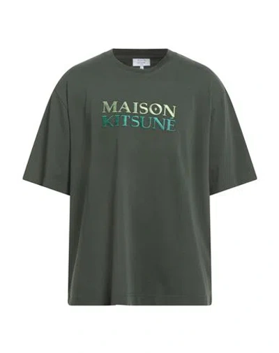 Maison Kitsuné Man T-shirt Dark Green Size M Cotton