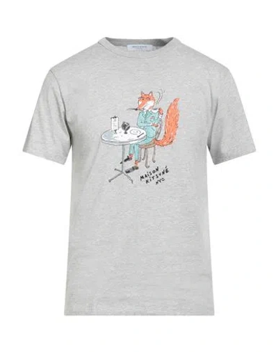Maison Kitsuné Man T-shirt Grey Size S Cotton In Gray