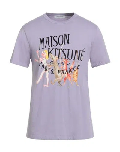 Maison Kitsuné Man T-shirt Lilac Size M Cotton In Purple