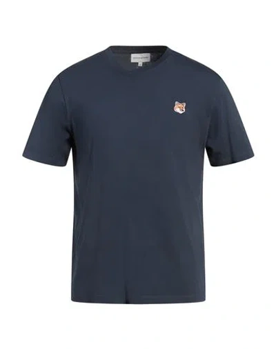 Maison Kitsuné Man T-shirt Midnight Blue Size Xs Cotton In Blue