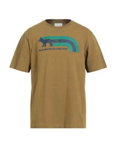 Maison Kitsuné Man T-shirt Military Green Size M Cotton In Brown