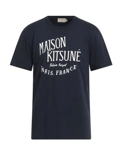 Maison Kitsuné Man T-shirt Navy Size L Cotton In Blue