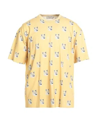 Maison Kitsuné Man T-shirt Pastel Yellow Size S Cotton