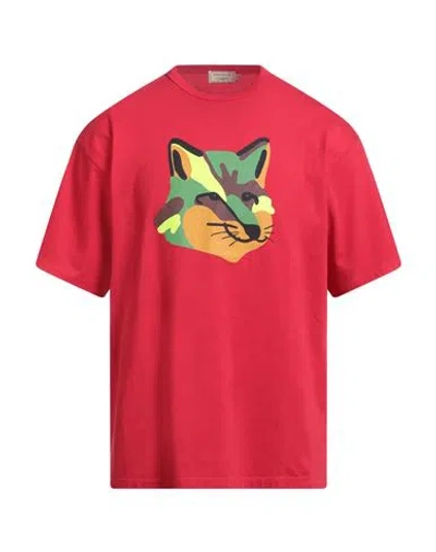 Maison Kitsuné Man T-shirt Red Size S Cotton In Brown