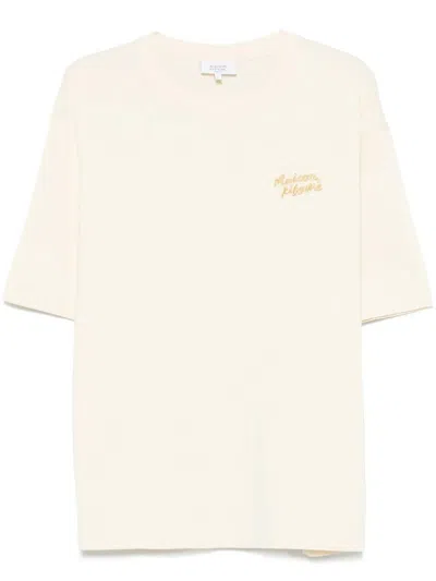 Maison Kitsuné Handwriting-embroidered T-shirt In White
