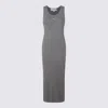 Maison Kitsuné Fox-motif Ribbed Midi Dress In Medium Grey Melange