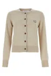 Maison Kitsuné Bold Fox Head Patch Regular Cardigan In Lightbeigemelange