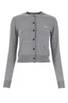 Maison Kitsuné Cropped Wool Cardigan With Ribbed Cuffs And Hem In Mediumgreymelange