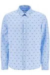 Maison Kitsuné Light Blue Casual Cotton Shirt With Print In Blue