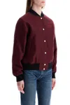 Maison Kitsuné Men's Bordeaux Wool Teddy Jacket With Fox Embroidery