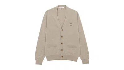 Pre-owned Maison Kitsuné Men's Maison Kitsune Bold Fox Head Cardigan In Beige In Sand