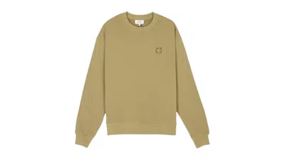Pre-owned Maison Kitsuné Men's Maison Kitsune Bold Fox Head Sweatshirt In Beigekhaki