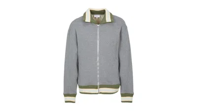 Pre-owned Maison Kitsuné Men's Maison Kitsune Varsity Zip Up Cardigan In Gray