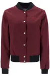 Maison Kitsuné Men's Bordeaux Wool Teddy Jacket With Fox Embroidery In Red