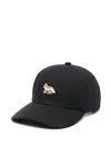 Maison Kitsuné Maison Kitsune Black Cotton Baseball Cap In Black