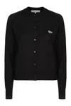Maison Kitsuné Merino Wool Cardigan In Black