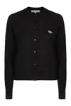Maison Kitsuné Merino Wool Cardigan In Black