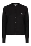 Maison Kitsuné Merino Wool Cardigan In Black