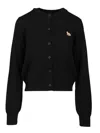 Maison Kitsuné Merino Wool Cardigan In Black