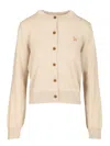 Maison Kitsuné Merino Wool Cardigan Knitwear Beige In Brown