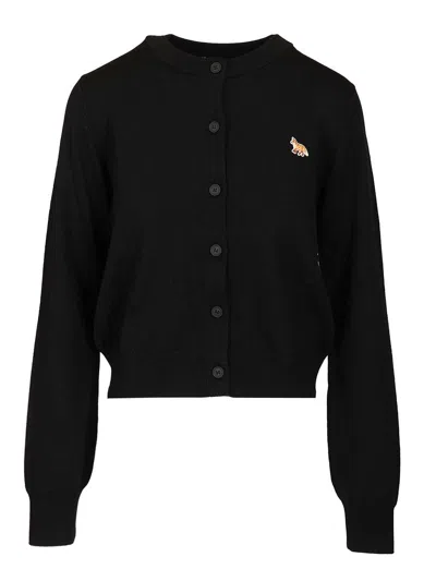 MAISON KITSUNÉ MERINO WOOL CARDIGAN KNITWEAR BLACK