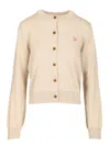 Maison Kitsuné Merino Wool Cardigan Knitwear Beige In Neutral