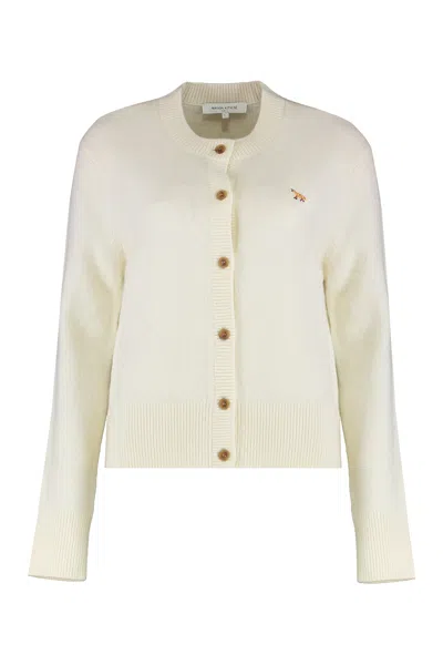 Maison Kitsuné Merino Wool Cardigan In Neutral