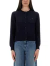 Maison Kitsuné Merino Wool Cardigan With Embroidered Fox Patch