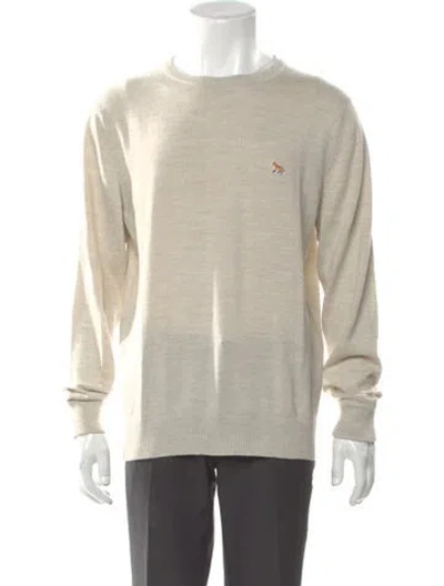 Pre-owned Maison Kitsuné Merino Wool Graphic Print Pullover In Neutral