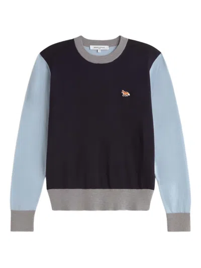 Maison Kitsuné Merino-wool Jumper In Blue
