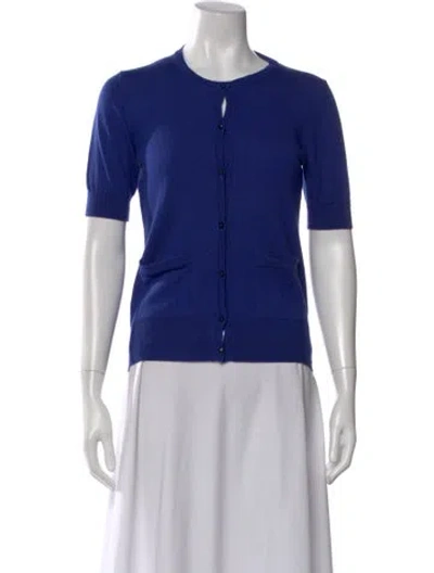 Pre-owned Maison Kitsuné Merino Wool Scoop Neck Sweater In Blue