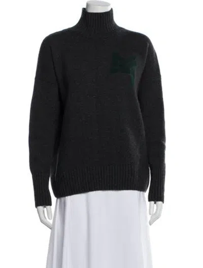 Pre-owned Maison Kitsuné Merino Wool Turtleneck Sweater In Gray