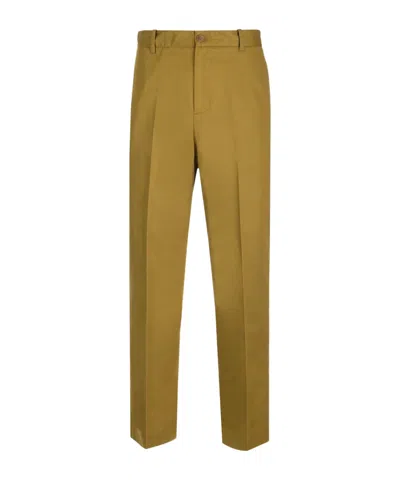 Maison Kitsuné Mid-rise Straight-leg Chinos In Green