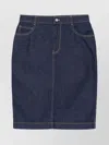 MAISON KITSUNÉ MIDI DENIM SKIRT WITH REAR SLIT