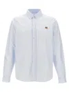 Maison Kitsuné Mini Fox Head Classic Shirt And Blouse Light Blue In Blue
