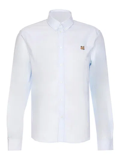 Maison Kitsuné Mini Fox Head Patch Shirt In Blue