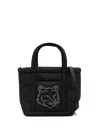 Maison Kitsuné Mini Fox Head Tote Bag In Black