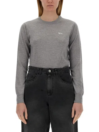 Maison Kitsuné Mini Fox Wool T-shirt In Black