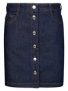 Maison Kitsuné Maison Kitsune Mini Gonna Denim Bottoni In Blue