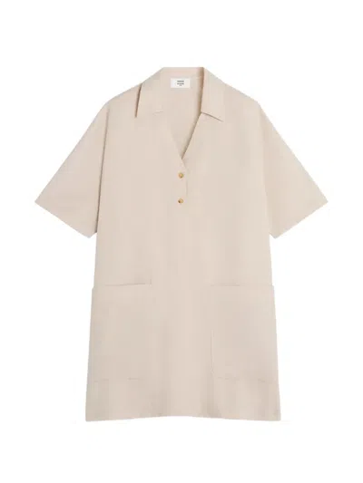 Maison Kitsuné Mini Short-sleeve Pocket-detail Dress In Neutral