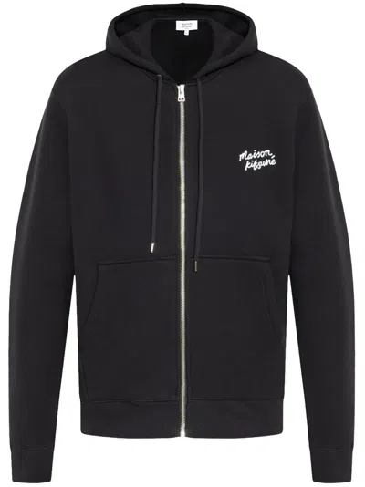 Maison Kitsuné Mini Zipped Hoodie Sweatshirt For Men In Black
