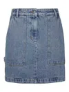 Maison Kitsuné Light Blue Denim Miniskirt In Light Blue